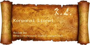 Korponai Lionel névjegykártya